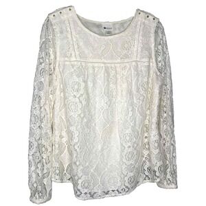 Stylus blouse Sz Medium ivory lace dainty boho long sleeves romantic cottagecore